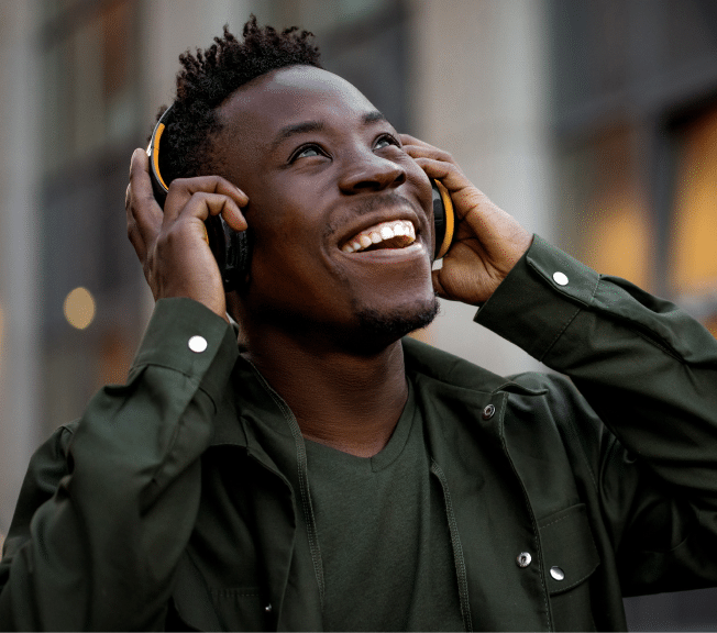 man with headphones